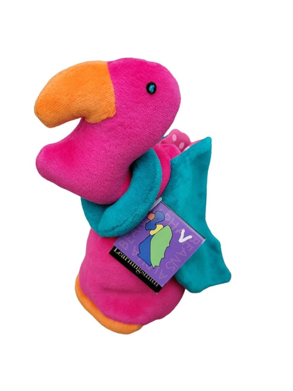Vintage 90s Vulture Beanbag Plush Letter V Pink Bird Learning Smith Alpha Beans